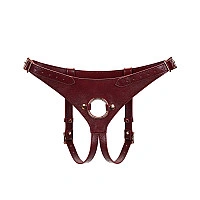 Кожаные трусы для страпона Liebe Seele Wine Red Strap on Harness, универсальный размер