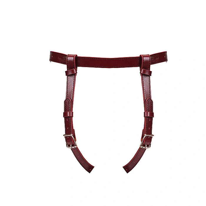 Кожаные трусы для страпона Liebe Seele Wine Red Strap on Harness, универсальный размер