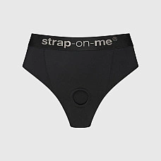 Трусики-бразилиана с фиксацией дилдо Strap-On-Me Harness Lingerie Idole – M – Black, высокие