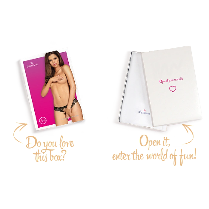 Кружевные танга с доступом Obsessive Contica crothchles thong S/M, черные