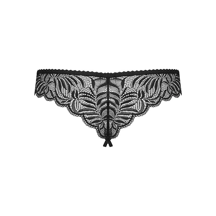 Кружевные танга с доступом Obsessive Contica crothchles thong S/M, черные