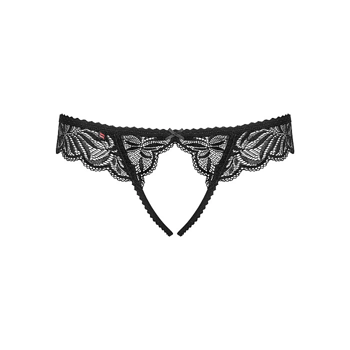 Кружевные танга с доступом Obsessive Contica crothchles thong S/M, черные
