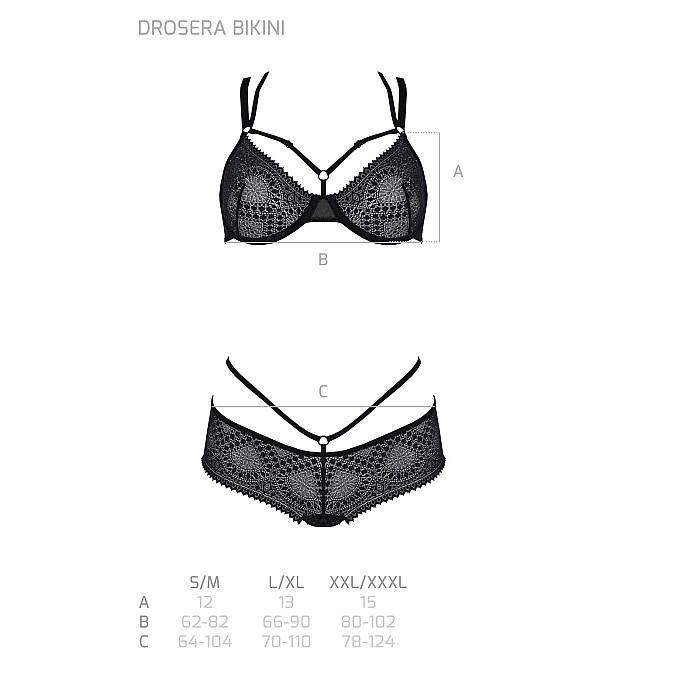 Комплект Passion DROSERA BIKINI black, XXL/XXXL, бюстгальтер и трусики-кюлоты