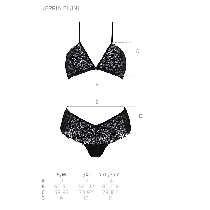 Комплект Passion KERRIA BIKINI black, L/XL, бралетт и трусики-бикини