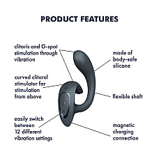 Вагинально-клиторальный вибратор Satisfyer G for Goddess 1 Dark Grey, 2 мотора
