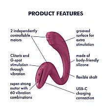 Вагинально-клиторальный вибратор Satisfyer G for Goddess 3 Wine Red, 2 мотора