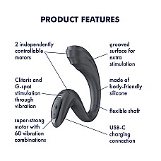 Вагинально-клиторальный вибратор Satisfyer G for Goddess 3 Dark Grey, 2 мотора