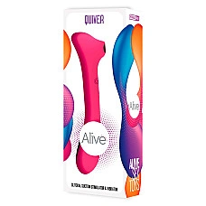 Вибратор и вакуумный клиторальный стимулятор 2-в-1 Alive Quiver Magenta Pink обновленная модель