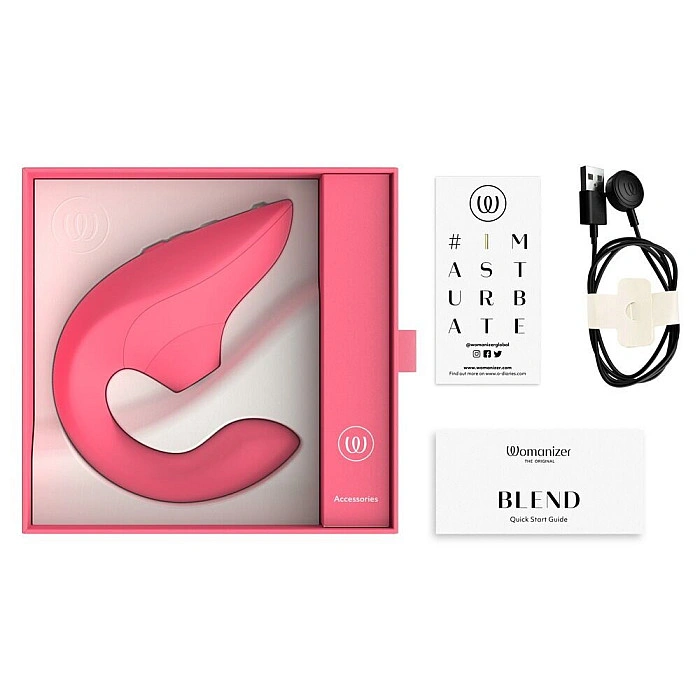 Вагинально-клиторальный стимулятор Womanizer Blend Vibrant Rose, вибрация + вакуум, 2 мотора