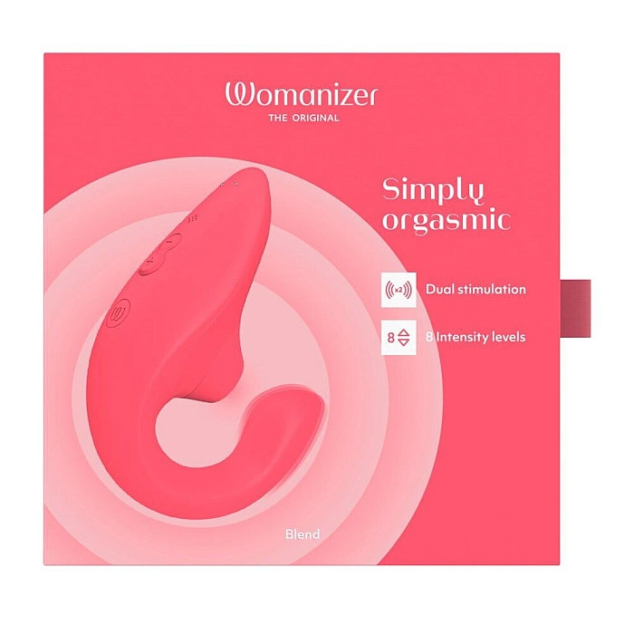 Вагинально-клиторальный стимулятор Womanizer Blend Vibrant Rose, вибрация + вакуум, 2 мотора