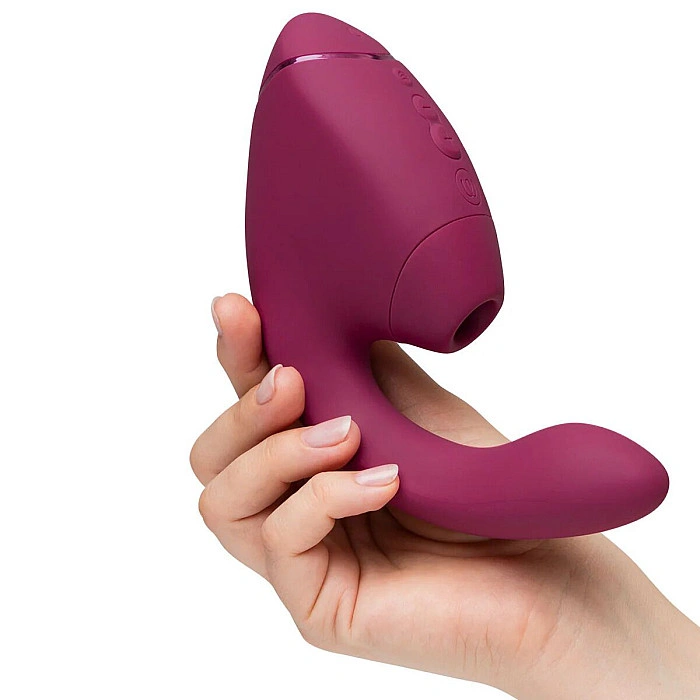 Двойной вакуумный клиторальный стимулятор с вибрацией Womanizer Next Duo - Dusky Pink