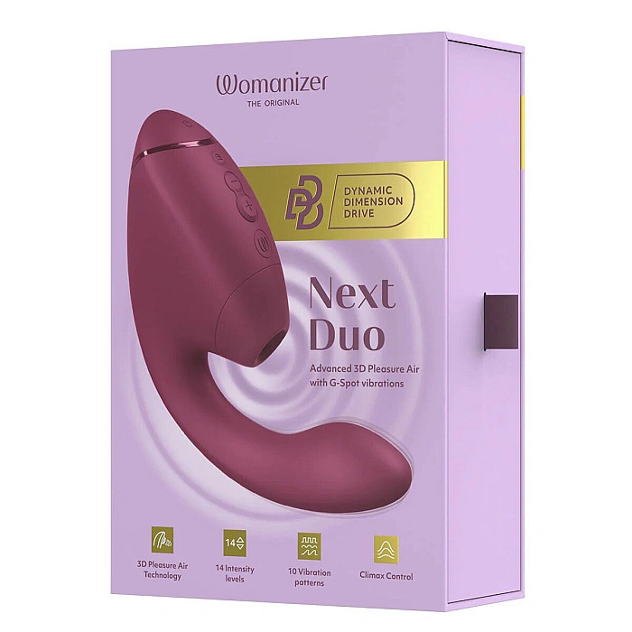 Двойной вакуумный клиторальный стимулятор с вибрацией Womanizer Next Duo - Dusky Pink