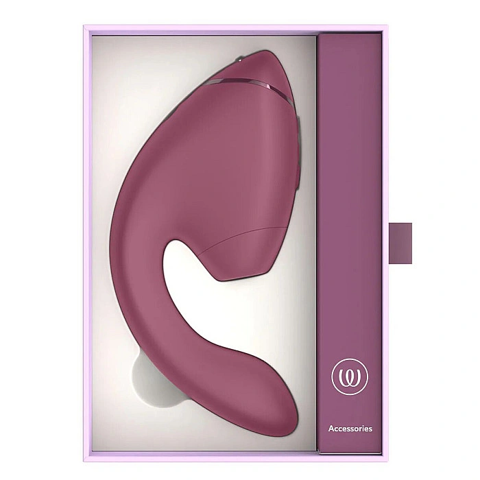 Двойной вакуумный клиторальный стимулятор с вибрацией Womanizer Next Duo - Dusky Pink