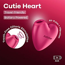Вакуумный стимулятор-сердечко с вибрацией Satisfyer Cutie Heart Battery Series