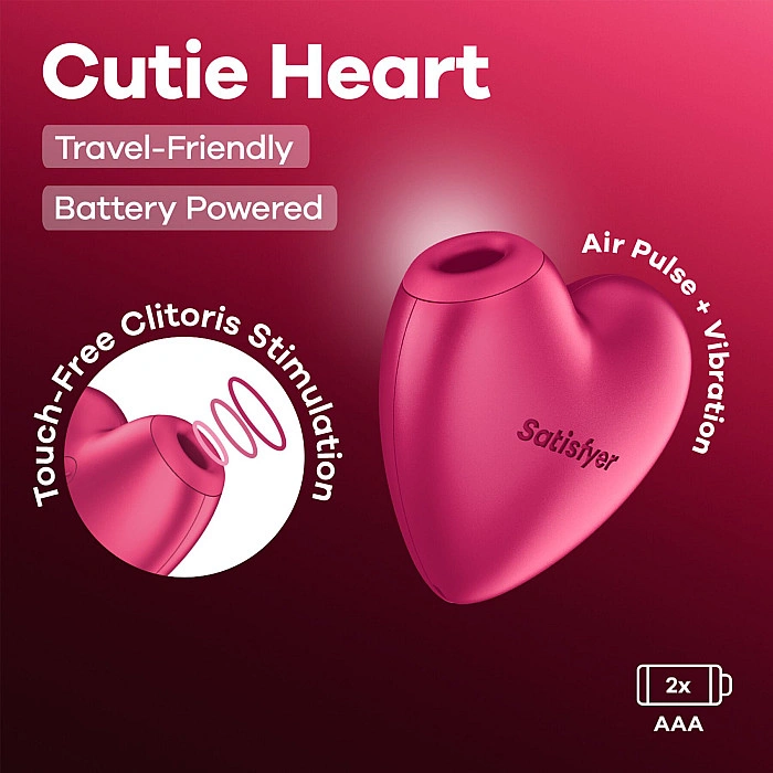Вакуумный стимулятор-сердечко с вибрацией Satisfyer Cutie Heart Battery Series