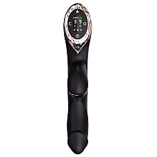 Вакуумный вибратор-кролик с подогревом KISTOY A-King Pro Black, с LED-экраном