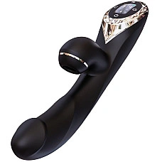 Вакуумный вибратор-кролик с подогревом KISTOY A-King Pro Black, с LED-экраном