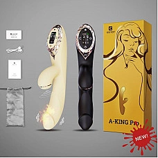 Вакуумный вибратор-кролик с подогревом KISTOY A-King Pro Black, с LED-экраном