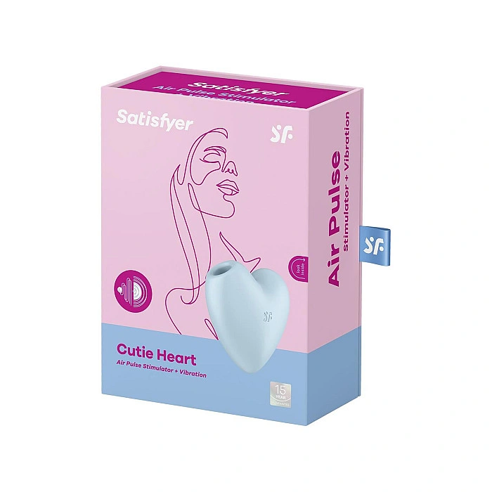 Вакуумный стимулятор-сердечко с вибрацией Satisfyer Cutie Heart Blue