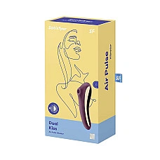 Вакуумный стимулятор с вибрацией Satisfyer Dual Kiss Wine Red