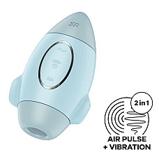 Вакуумний стимулятор з вібрацією Satisfyer Mission Control Blue, 2 незалежні мотори