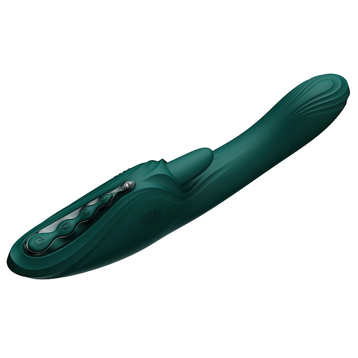 Смарт-вибратор Zalo Ares Turquoise Green, подогрев, 3 мотора, язычок для клитора, стимуляция точки G