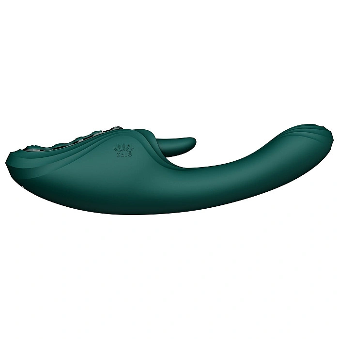 Смарт-вибратор Zalo Ares Turquoise Green, подогрев, 3 мотора, язычок для клитора, стимуляция точки G