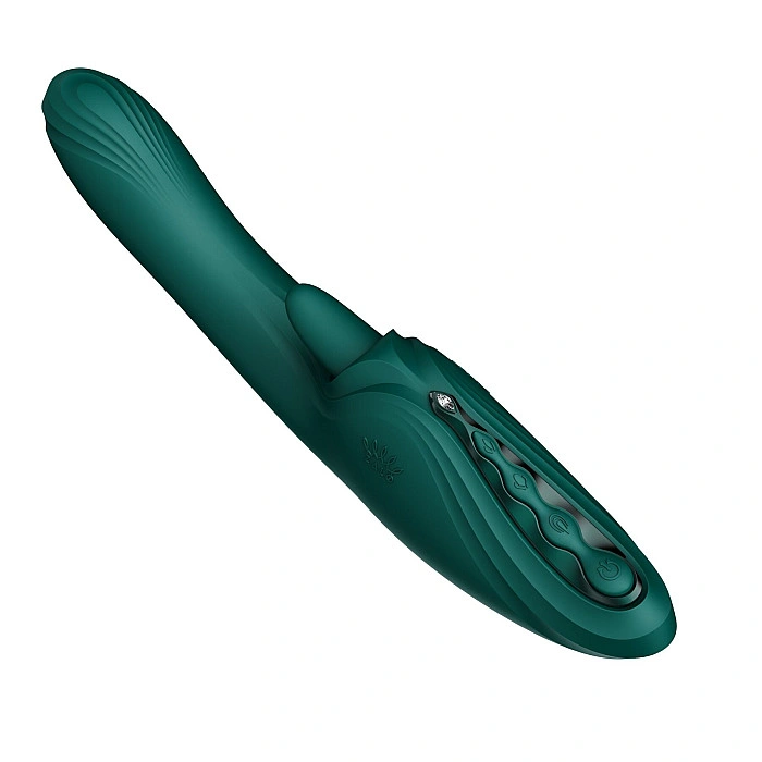Смарт-вибратор Zalo Ares Turquoise Green, подогрев, 3 мотора, язычок для клитора, стимуляция точки G