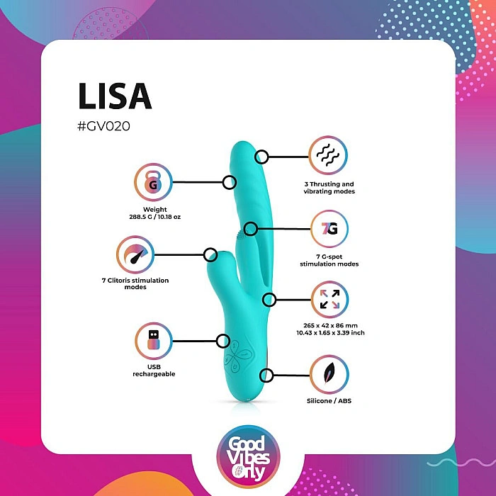 Вибратор-кролик с вагинальным отростком Good Vibes Only – Lisa Thrusting Rabbit Vibrator with G-Spot Stimulator