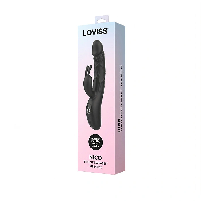 Вибратор-кролик с пульсацией Loviss Nico Thrusting Rabbit Vibrator, 9 режимов, двойной отросток