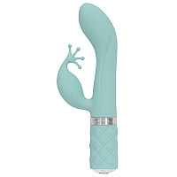 Розкішний вібратор-кролик Pillow Talk - Kinky Teal з кристалом Сваровські, потужний