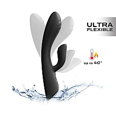Вібратор-кролик з підігрівом Dorcel FLEXI RABBIT BLACK, гнучкий стовбур