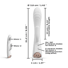 Вібратор-кролик з підігрівом Dorcel FLEXI RABBIT WHITE, гнучкий стовбур