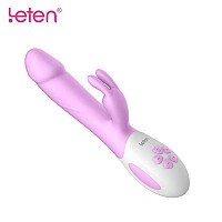 Вибратор-кролик с массирующим стволом и подогревом Leten Alina Purple, два мотора