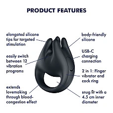 Вибратор на палец и эрекционное кольцо 2в1 Satisfyer Perfect Pair 1