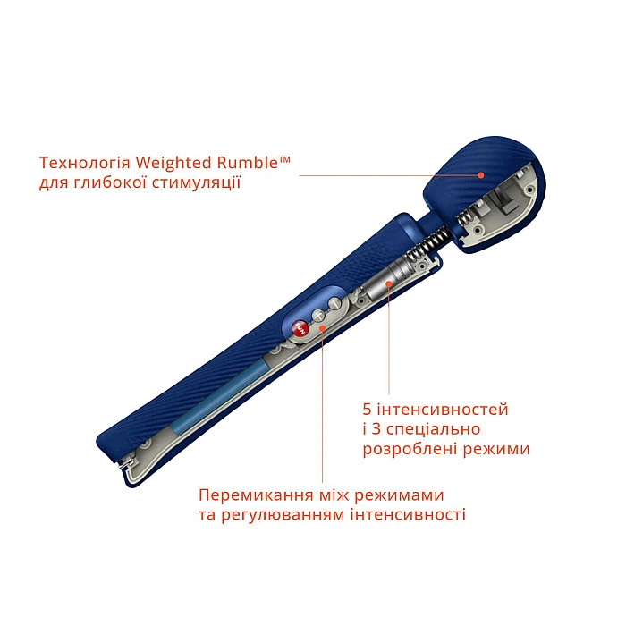 Вибромассажер Fun Factory VIM Vibrating Wand midnight blue, супермощный и легкий, до 6 часов работы