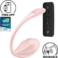 Смарт-виброяйцо Satisfyer Ribbed Petal Connect App Rose, управление со смартфона, пульт ДУ