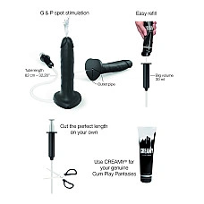 Фалоімітатор, що кінчає Strap-On-Me Squirting Cum Dildo Realistic Black, діам. 3,5 см, силікон