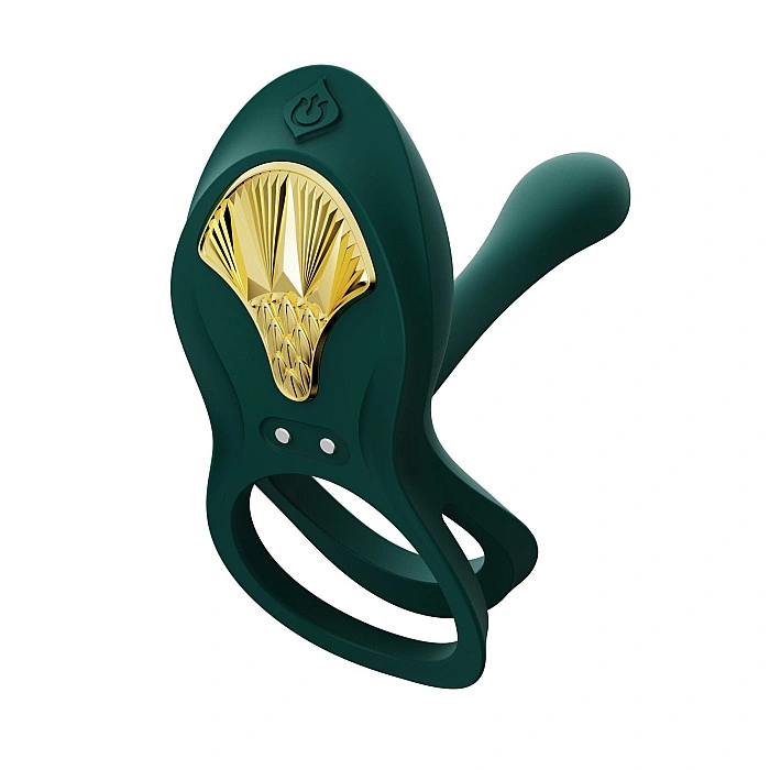 Смарт-ерекційне кільце Zalo - BAYEK Turquoise Green, подвійне з ввідною частиною, пульт ДК