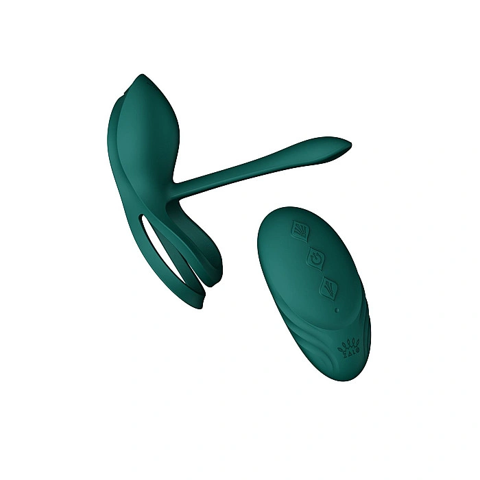 Смарт-ерекційне кільце Zalo - BAYEK Turquoise Green, подвійне з ввідною частиною, пульт ДК