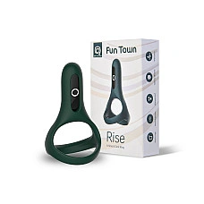 Двойное эрекционное кольцо Fun Town Rise Turquoise, управление со смартфона
