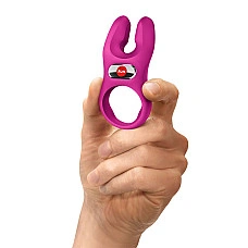 Эрекционное виброкольцо с двойной стимуляцией клитора Fun Factory NŌS PRO Magenta, 2 мотора