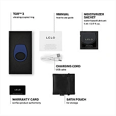 Эрекционное кольцо с вибрацией LELO Tor 3 Base Blue, управление со смартфона