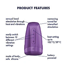 Мастурбатор Satisfyer Men Heat Vibration Battery Series імітатор мінету, підігрів та вібрація