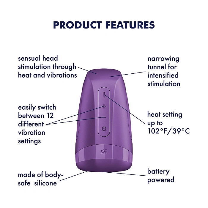 Мастурбатор Satisfyer Men Heat Vibration Battery Series імітатор мінету, підігрів та вібрація