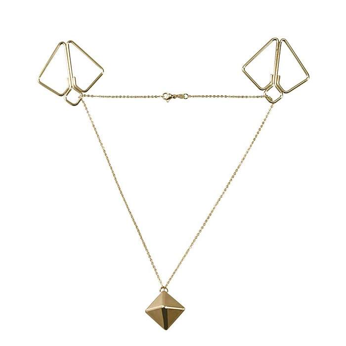 Зажимы для сосков с тяжелой подвеской LOCKINK Nipple Clamps with Heavy Pendant, золотистые