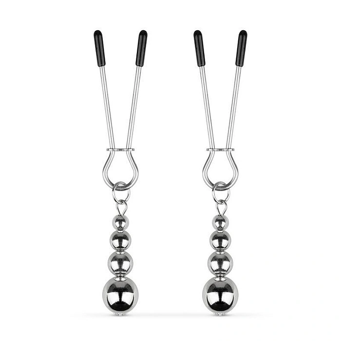 Зажимы для сосков Bedroom Fantasies: Nipple Clamps with Beaded Chain - Silver