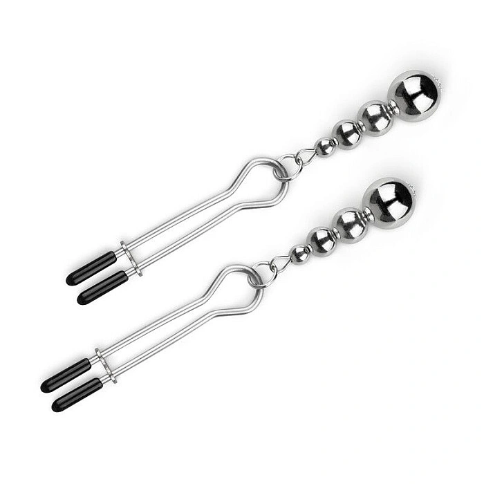 Зажимы для сосков Bedroom Fantasies: Nipple Clamps with Beaded Chain - Silver