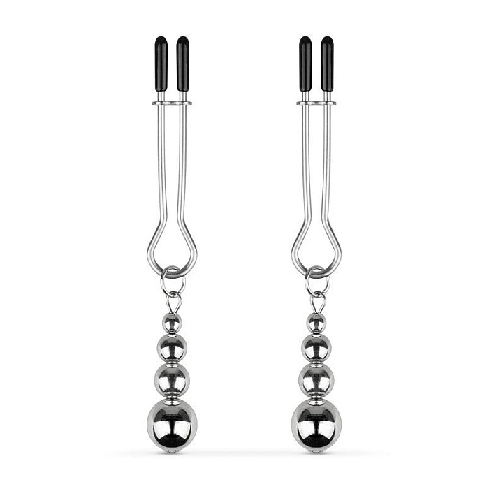 Зажимы для сосков Bedroom Fantasies: Nipple Clamps with Beaded Chain - Silver