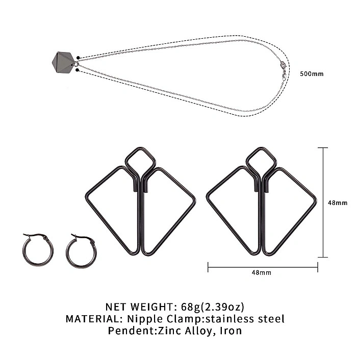 Зажимы для сосков с тяжелой подвеской LOCKINK Nipple Clamps with Heavy Pendant, серебристые
